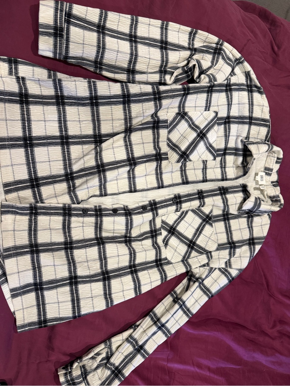 BKE Black & White Plaid Utility Shacket